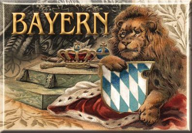 Kühlschrankmagnet - BAYERN LÖWE WAPPEN - Nostalgiemotiv - Gr. ca. 8 x 5,5 cm - 3874