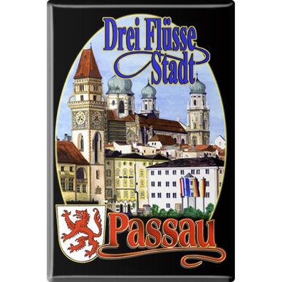 Kühlschrankmagnet - Drei-Flüsse-Stadt Passau - Gr. ca. 8 x 5,5 cm - 38761 - Küchen