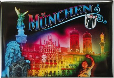 Kühlschrankmagnet - München bei Nacht - Gr. ca. 8 x 5,5 cm - 38754 - Küchenmagnet
