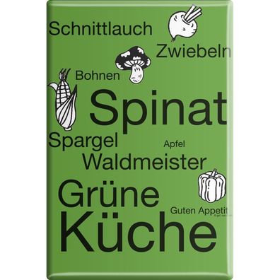 Kühlschrankmagnet - Spinat Grüne Küche - Gr. ca. 8 x 5,5 cm - 38819 - Küchenmagne