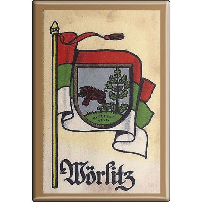 Kühlschrankmagnet - Wappen Wörlitz - Gr. ca. 8 x 5,5 cm - 37554 - Magnet Küchenmag
