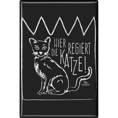 Kühlschrankmagnet Magnet - Hier regiert die Katze - Gr. ca. 8 x 5,5 cm - 37044 - Kü