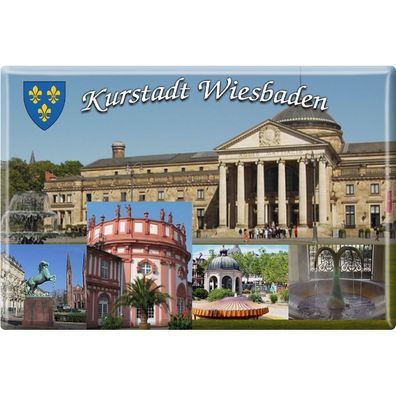Magnet - Kurstadt Wiesbaden - Gr. ca. 8 x 5,5 cm - 38777 - Kühlschrankmagnet Küchen