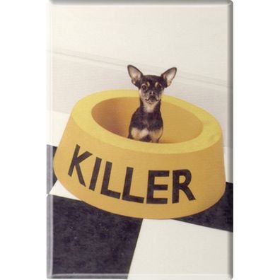 Tiermagnet - Hund im Futternapf - Gr. ca. 8 x 5,5 cm - 38450 - Küchenmagnet