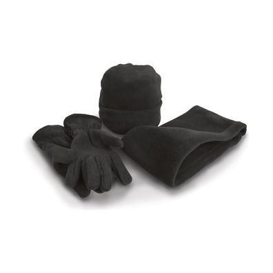 3 tlg. Mütze Handschuhe Halswärmer Loop Antipilling Fleece 41691 schwarz / M