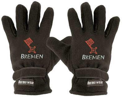 Handschuhe Fleece mit Einstickung Bremen Emblem 56549 schwarz