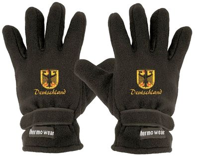 Handschuhe Fleece mit Einstickung Deutschland Wappen 56426 schwarz