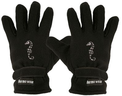 Handschuhe Fleece mit Einstickung Seepferdchen 31525 schwarz