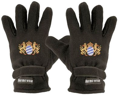 Handschuhe Fleece mit Einstickung Wappen Bayern 56547 schwarz