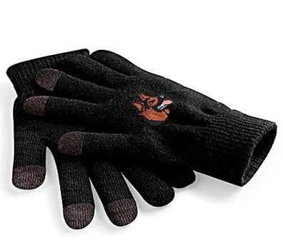 Touch-Handschuhe mit Einstickung - Schäferhund - 31652-6 schwarz Gr. L/ XL