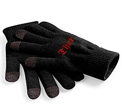 Touch-Handschuhe mit Einstickung - Thor - 31652-3 schwarz Gr. S/ M