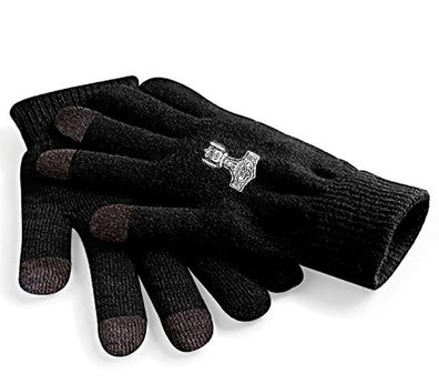 Touch-Handschuhe mit Einstickung - Thorhammer - 31652-4 schwarz Gr. L/ XL
