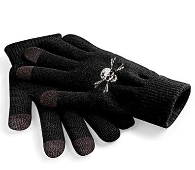 Touch-Handschuhe mit Einstickung - Totenkopf Skull - 31652/2 schwarz Gr. S/ M