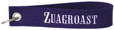 14197-1) Filz-Schlüsselanhänger mit Stick Zuagroast Gr. ca. 17x3cm Lila