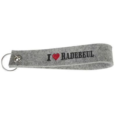 Filz-Schlüsselanhänger mit Einstickung - I love Radebeul - Gr. ca. 17x3cm - 14343 -