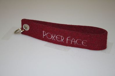 Filz-Schlüsselanhänger mit Stick - Poker Face - Gr. ca. 17x3cm - 14427