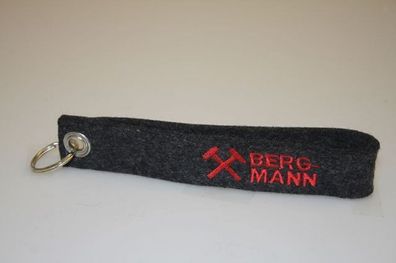 Filz-Schlüsselanhänger mit Stick Bergmann Gr. ca. 17x3cm 14251 schwarz
