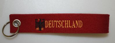 Filz-Schlüsselanhänger mit Stick Deutschland Gr. ca. 17x3cm 14240 rot
