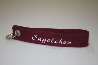 Filz-Schlüsselanhänger mit Stick Engelchen Gr. ca. 17x3cm 14407 bordeaux