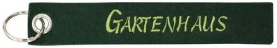 Filz-Schlüsselanhänger mit Stick Gartenhaus Gr. ca. 17x3cm 14107 Keyholder dunkelgr