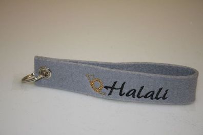 Filz-Schlüsselanhänger mit Stick Halali Gr. ca. 17x3cm 14353 grau
