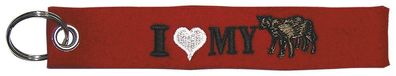 Filz-Schlüsselanhänger mit Stick I love Calves Kälber Gr. ca. 17x3cm 14092 rot
