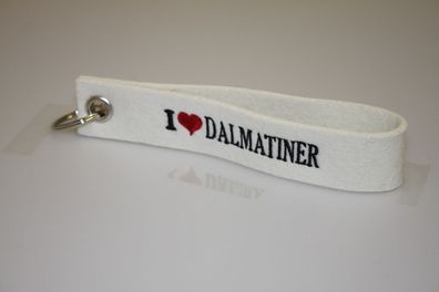 Filz-Schlüsselanhänger mit Stick I love Dalmatiner Gr. ca. 17x3cm 14381 weiß