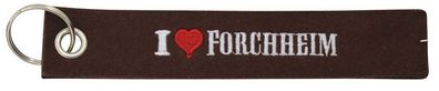 Filz-Schlüsselanhänger mit Stick I love Forchheim Gr. ca. 17x3cm 14193 rost