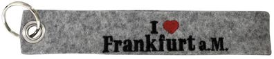 Filz-Schlüsselanhänger mit Stick I love Frankfurt a.M. Gr. ca. 17x3cm 14140 grau