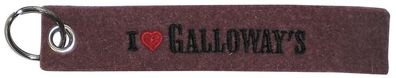 Filz-Schlüsselanhänger mit Stick I love Galloways Gr. ca. 17x3cm 14080 braun