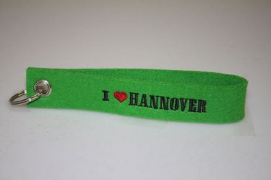 Filz-Schlüsselanhänger mit Stick I love Hannover Gr. ca. 17x3cm 14317 grün