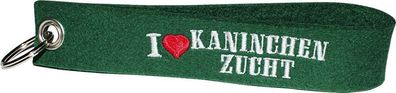 Filz-Schlüsselanhänger mit Stick I love Kaninchenzucht Gr. ca. 17x3cm 14369 grün