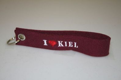 Filz-Schlüsselanhänger mit Stick I love Kiel Gr. ca. 17x3cm 14319 bordeaux