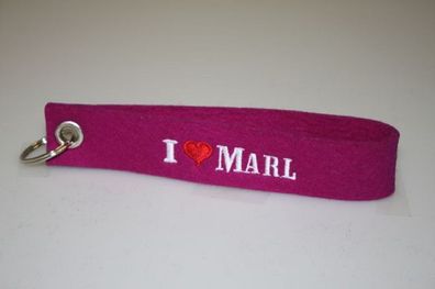 Filz-Schlüsselanhänger mit Stick I love Marl Gr. ca. 17x3cm 14323 pink