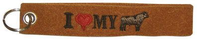 Filz-Schlüsselanhänger mit Stick I love my Bull Gr. ca. 17x3cm 14093 braun
