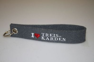 Filz-Schlüsselanhänger mit Stick I love Treis Karden Gr. ca. 17x3cm 14329 grau