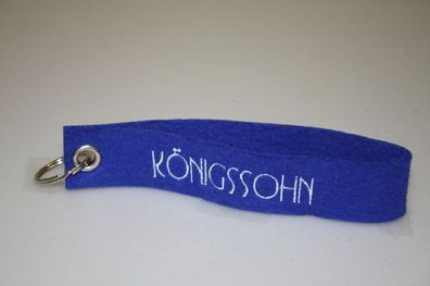 Filz-Schlüsselanhänger mit Stick Königssohn Gr. ca. 17x3cm 14248 blau