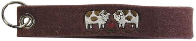 Filz-Schlüsselanhänger mit Stick Kühe Gr. ca. 17x3cm 14094 braun