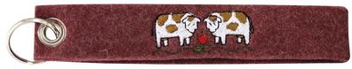 Filz-Schlüsselanhänger mit Stick Kühe Gr. ca. 17x3cm 14169 braun