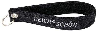 Filz-Schlüsselanhänger mit Stick Reich & Schön Gr. ca. 17x3cm 14213 schwarz