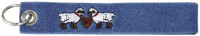 Filz-Schlüsselanhänger mit Stick Schafe Gr. ca. 17x3cm 14142 blau