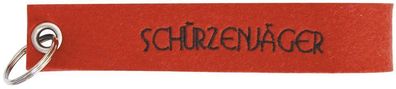 Filz-Schlüsselanhänger mit Stick Schürzenjäger Gr. ca. 17x3cm 14161 rot