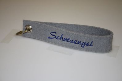 Filz-Schlüsselanhänger mit Stick Schutzengel Gr. ca. 17x3cm 14416 grau