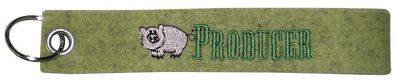 Filz-Schlüsselanhänger mit Stick Schwein Producer Gr. ca. 17x3cm 14087 grün
