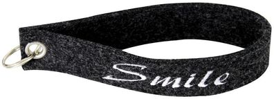 Filz-Schlüsselanhänger mit Stick Smile Gr. ca. 17x3cm 14215 schwarz