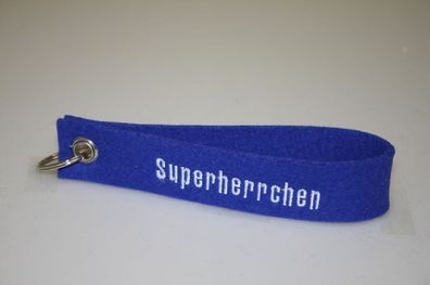 Filz-Schlüsselanhänger mit Stick Superherrchen Gr. ca. 17x3cm 14408 blau