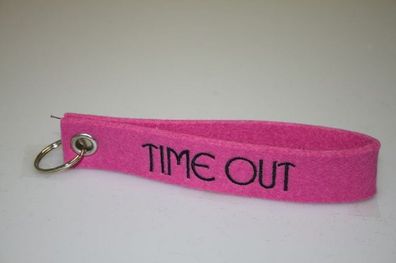 Filz-Schlüsselanhänger mit Stick Time out Gr. ca. 17x3cm 14292 rosa