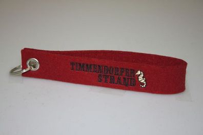 Filz-Schlüsselanhänger mit Stick Timmendorfer Strand Gr. ca. 17x3cm 14328 rot