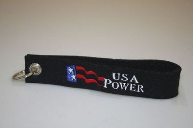 Filz-Schlüsselanhänger mit Stick USA POWER Gr. ca. 17x3cm 14047 Keyholder schwarz