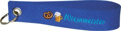 Filz-Schlüsselanhänger mit Stick Wiesenmeister Gr. ca. 17x3cm Keyholder 14461 blau